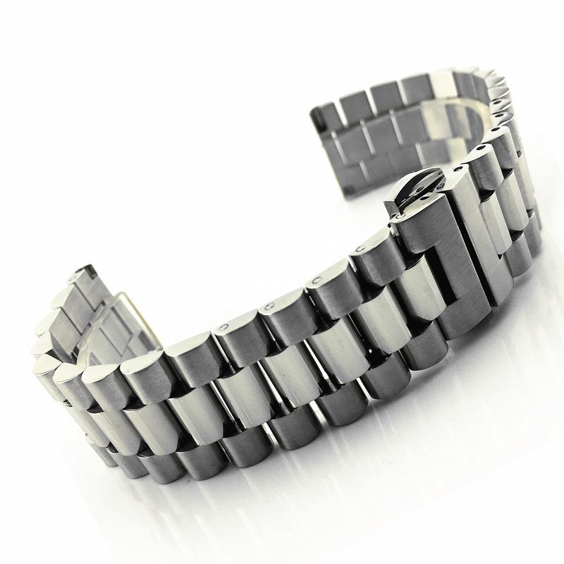 

Customized Logo Three Bead Stainless Steel Watch Strap Arc Buckle Accessories Steel Bracelet with Butterfly Buckle&Switch Ear 10mm