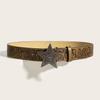 Women Faux Leather Belt With Flower Petal Print And Star Snap Button Fashion For
