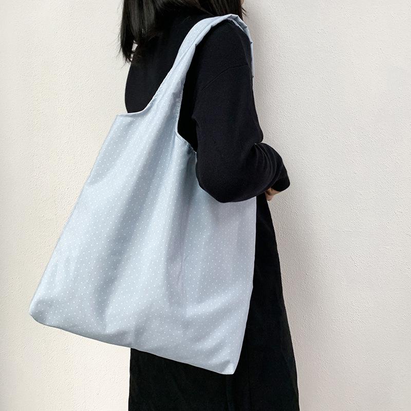 Retro Polka Dot Canvas Tote Bag - Versatile, Large Capacity Shoulder Bag for Women and College Students