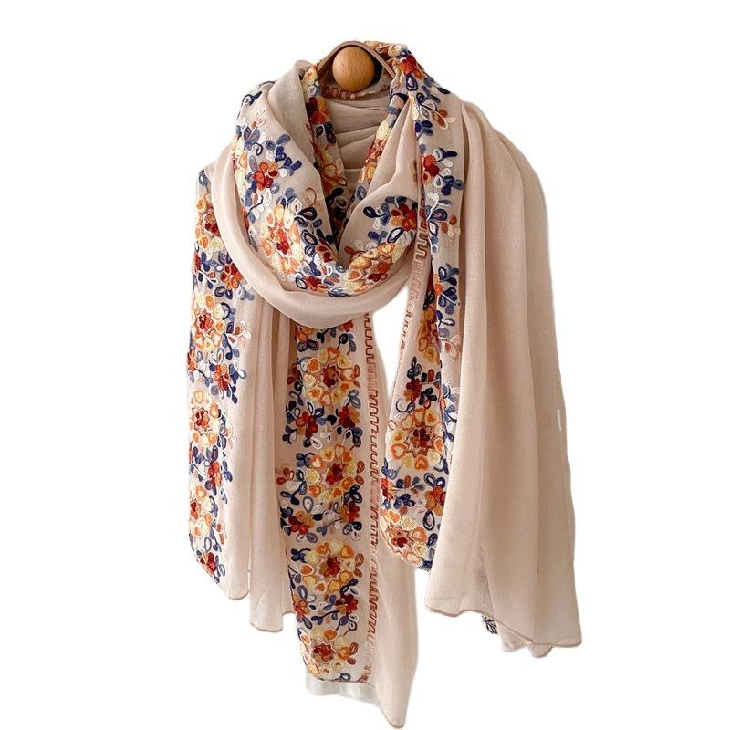 Summer Sunscreen Shawl Beach Scarf Thin Ethnic Scarf Fashionable Temperament Cotton Linen Vietnamese Tulle Headscarf Women