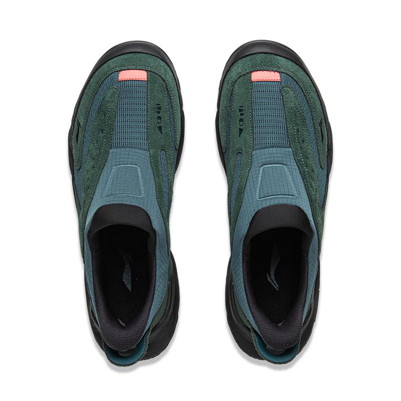 New LiNing CF Tracing Shock Absorbers Rebound Low Top Outdoor Shoes Unisex Blue Green AHCV073-2