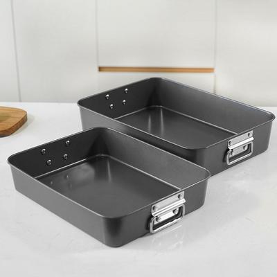 Durable Rectangular Chicken Roasting Pan Carbon Steel Nonstick Deepened Baking Pan with Handle Easy To Release Cake Pan Kitchen