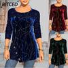 Women's Fashion Casual Solid Color Print Long Sleeve O-Neck Blouses & Shirts