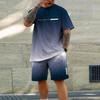 Men's Gradient Sports Set Casual Comfortable Beach Suit Shirt + Pants 2 Piece Set