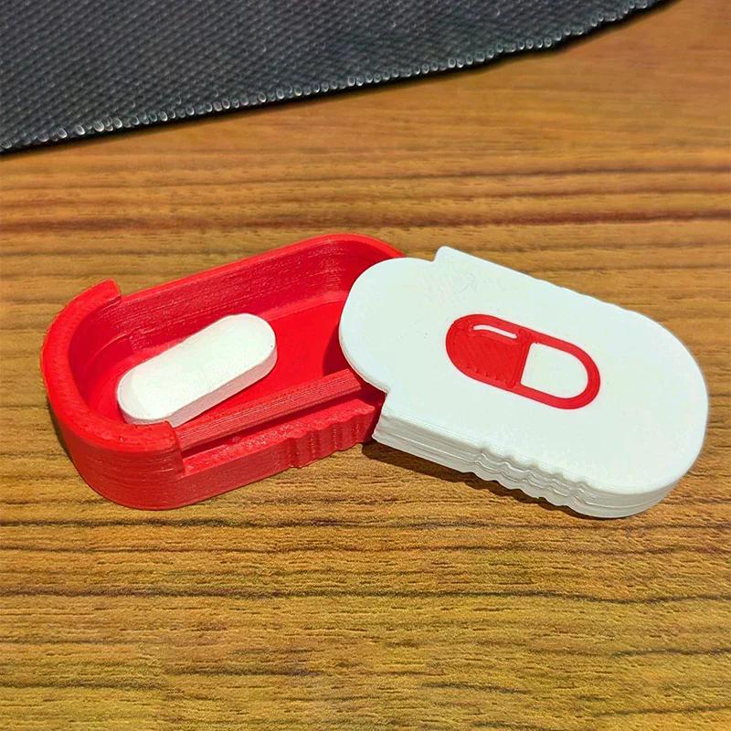 Portapillole Mini Scorrevoli Portachiavi Organizzatore Farmaci Scomparti Multipli Organizzatore Pillole da Viaggio Contenitore Portatile per Pillole Custodia per Compresse