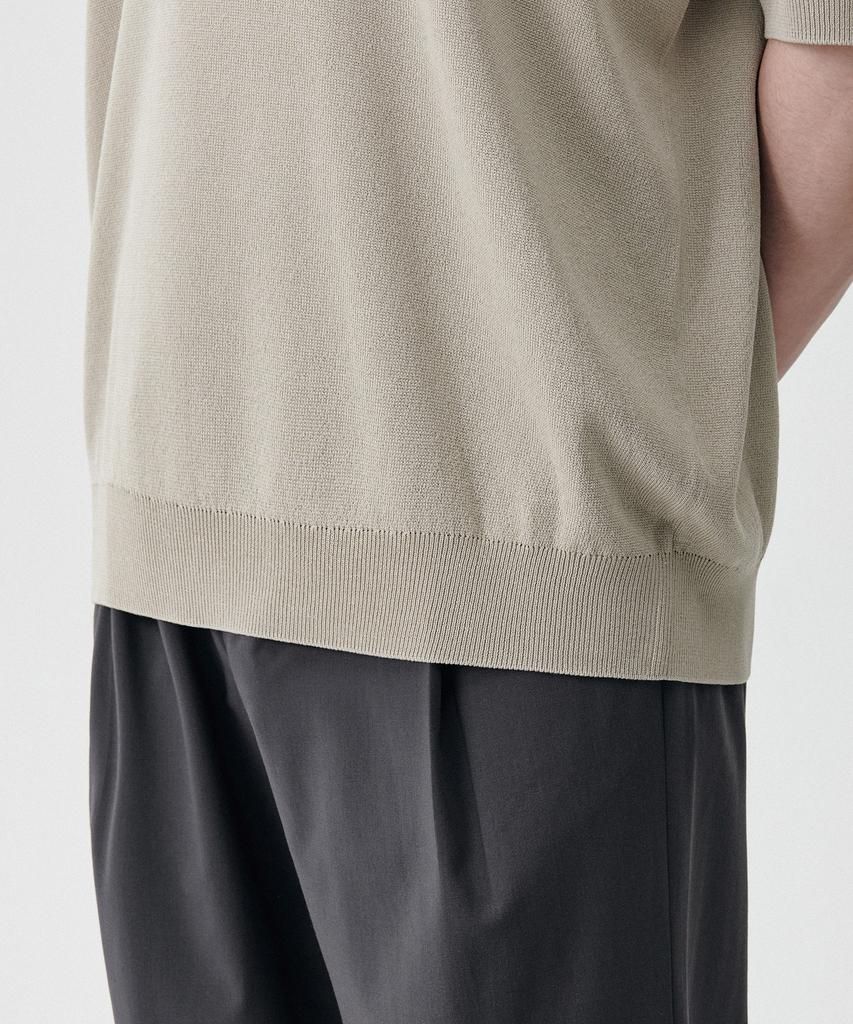 MUSINSA STANDARD Cool Touch Slit Neck Knitted Polo Shirt [Grayish Beige]