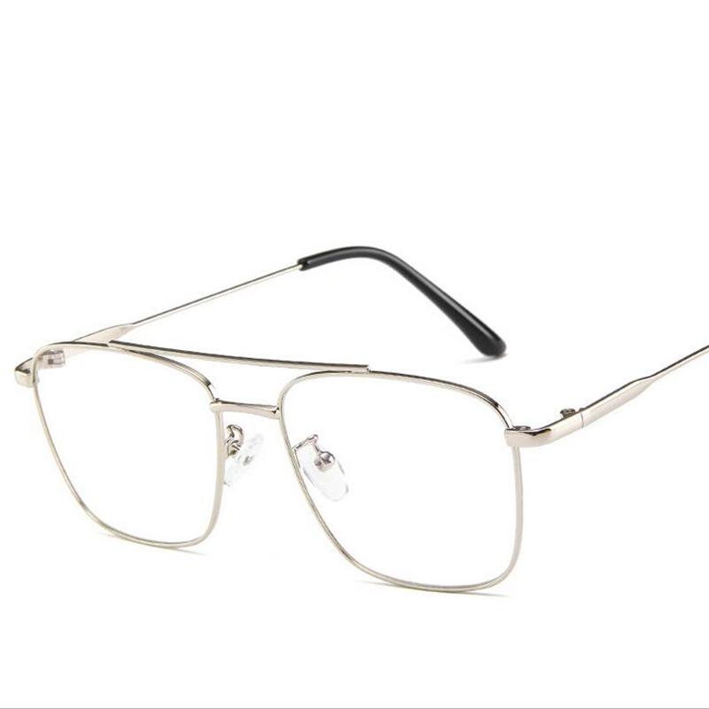 Double Beam Anti Blue Light Square Prescription Glasses For The Nearsighted Vintage Metal Myopia Spectacles -0.5 -0.75 To -6.0