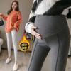 Real Autumn and Winter New Maternity Pants Fashion Pants Pregnant Women Fleece Thickened Leggings Breathable