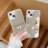 Japanese and Korean Cartoon Cute 16promax Mobile Phone Case Stacked Cat iPhone17 Cute Pet 12 High-end Makeup Mirror Case
