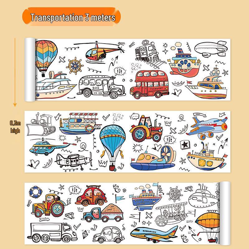 Wall-Safe Kids' Graffiti and Coloring Scroll - Large Paper Art for Kindergarten