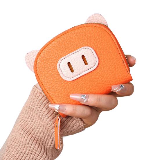 Piggy Coin Wallet Zip Around Purse with Multi Card Slots Accordion Style Coin Purse Card Holder for Girls Travel Dating Shopping