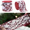 Holiday Theme Fabric Ribbon Christmas Red Berry Ribbon, 2.2 Yards Imitation Linen 2.5 Inch Wide Wired Edge for Bows Gift Box Packaging DIY Wreath Tree