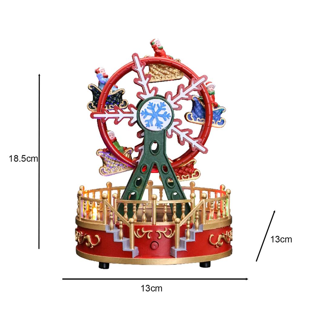New Hot Sale Music Box Movement Christmas Ferris Wheel with Figurines Colorful Lights Indoor Christmas Decorations