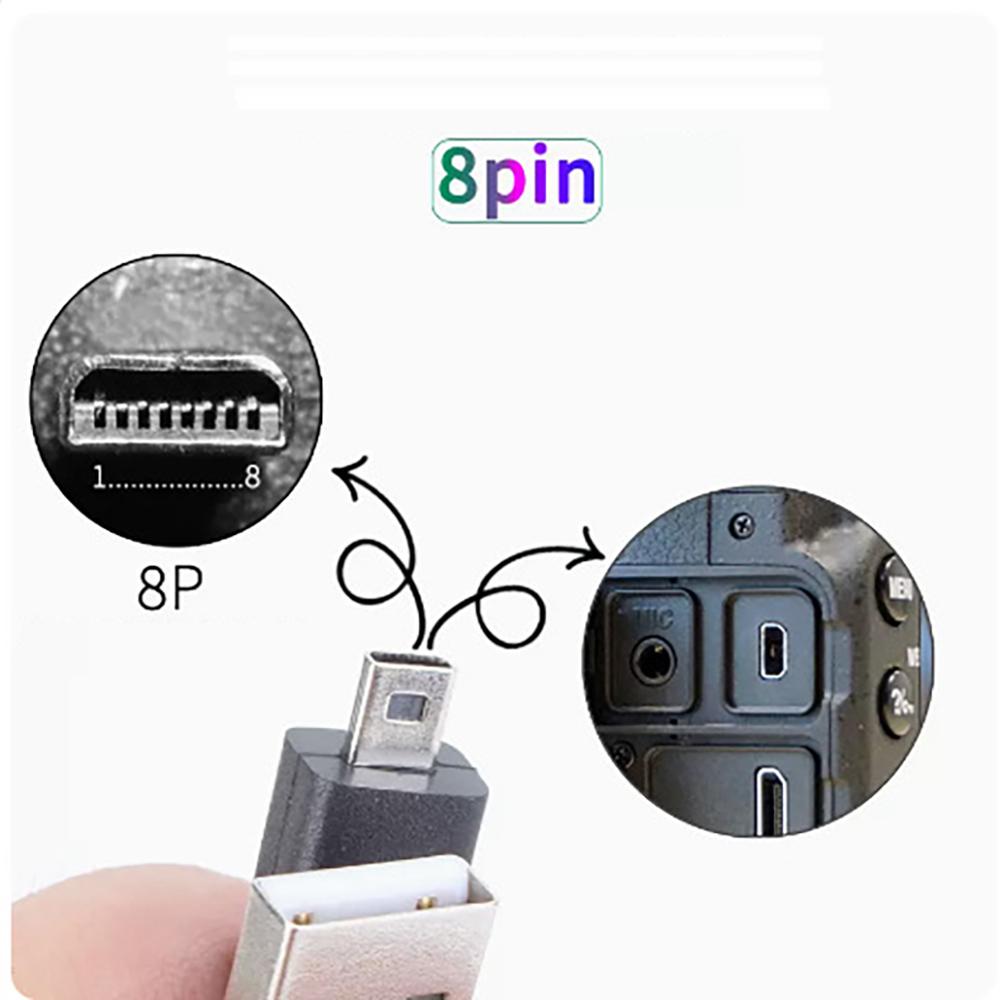 USB To Mini 8P Data Cable for Digital Camera Phone 5 Core Wire for Nikon Olympus Sony Casio Sanyo Fuji Panasonic Data Cord
