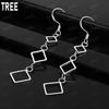 925 Sterling Zilver Openwerk Vierkant Patchwork Ketting Oorbellen met Kwastjes - Stijlvolle Avond Sieraden