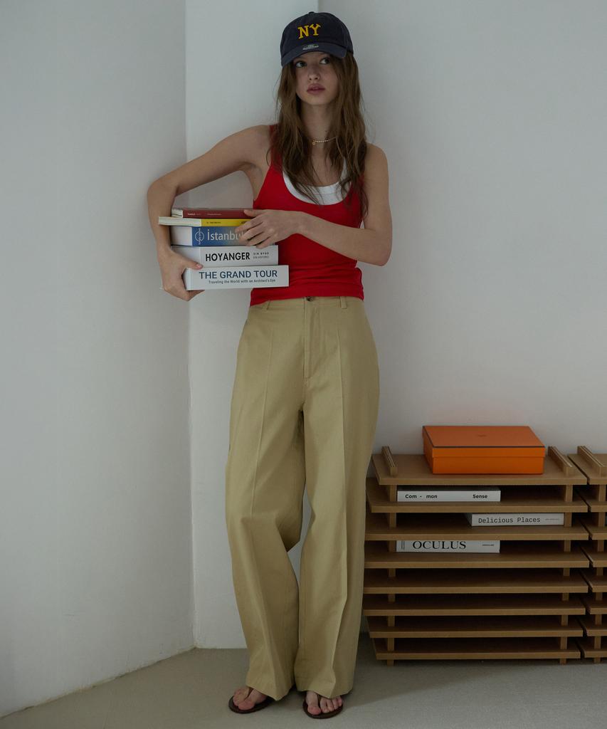 Opeundoeoseutyudio Basic Back Point Pants Beige