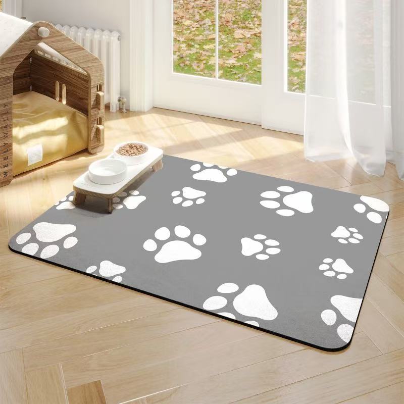 Pet Feeding Floor Mat Water-Absorbing Cooling Anti-Slip Mat Cat Mat Dog Mat Special Wipe No-Wash Pet Mat