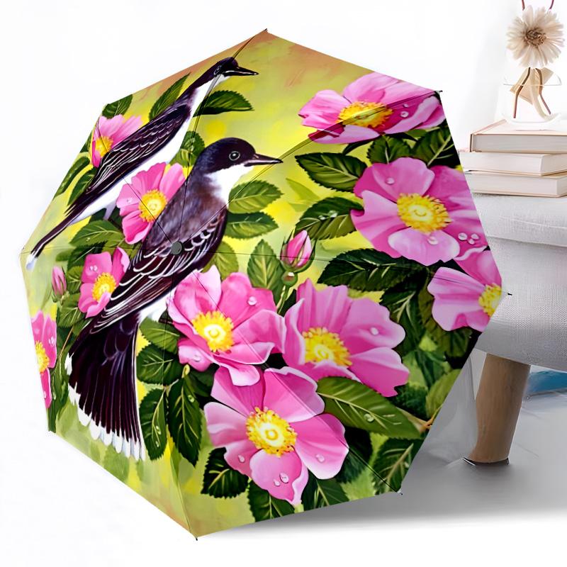 Winter Cardinal With Holly Automatic Umbrella with 8-Rib weight Perfect for Outdoor Adventures Stylish Accessory Best for Christmas