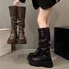 The retro long boots for women in the autumn are new thick-soled, chunky high-top boots that can be folded twice wear P337
