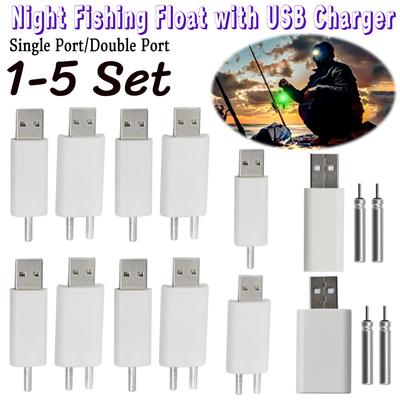 1-5 Set Night Fishing Glow Stick with USB Charger CR425 Rechargeable Night Fishing Float Electronic Float Fishing Accessories