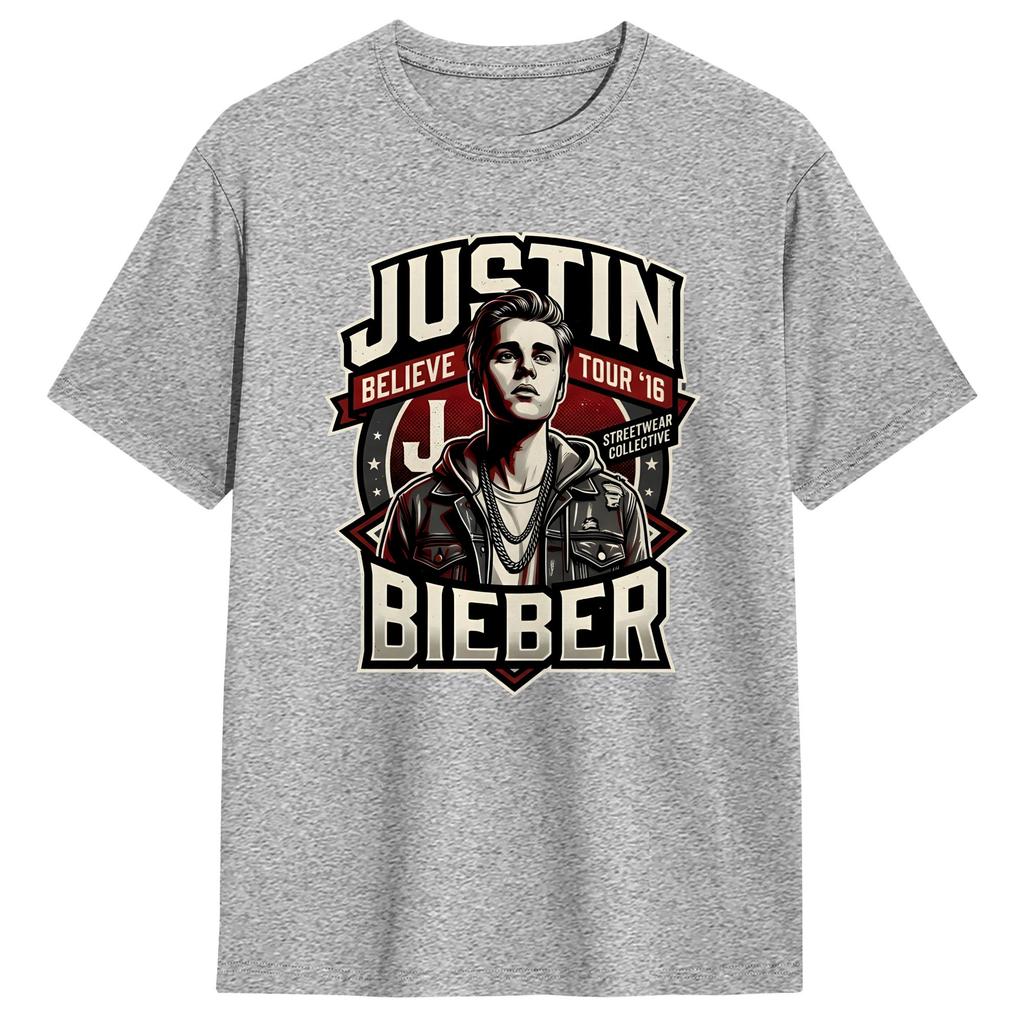 JJustins BBiebers Believe Tour T Shirt Summer Harajuku TShirts Cotton Crewneck Plus Size Top Tees ShortSleeve Vintage Tops