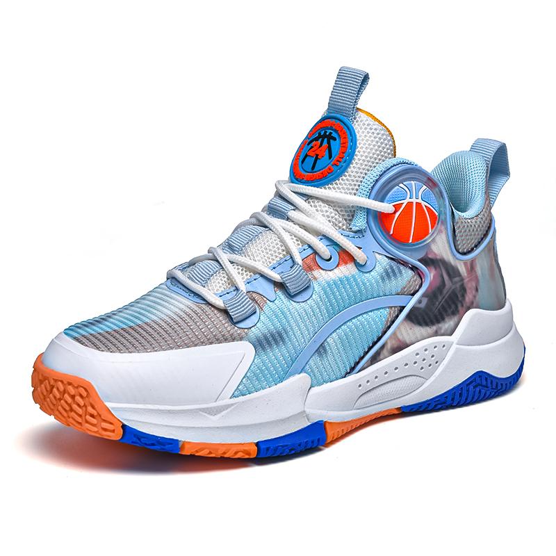 Fashion casual children's shoes Boys' blue ball shoes mesh surface breathable light student sports soft soled running shoes