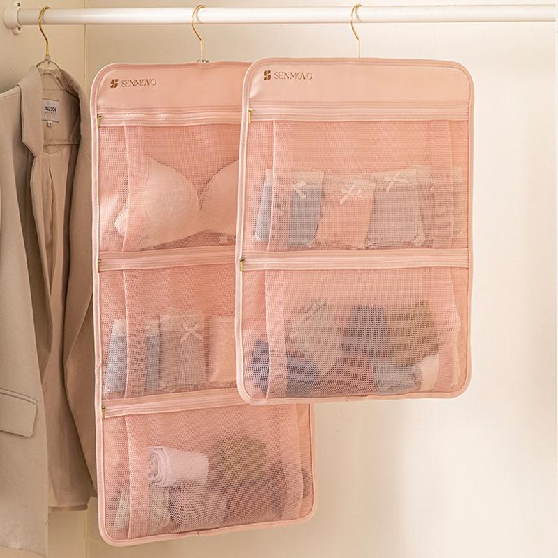 Hanging Clothes Organizer Bag - Multi-Pocket Underwear & Socks Storage For Home/Dormitory Wardrobe - Durable Space-Saving Design