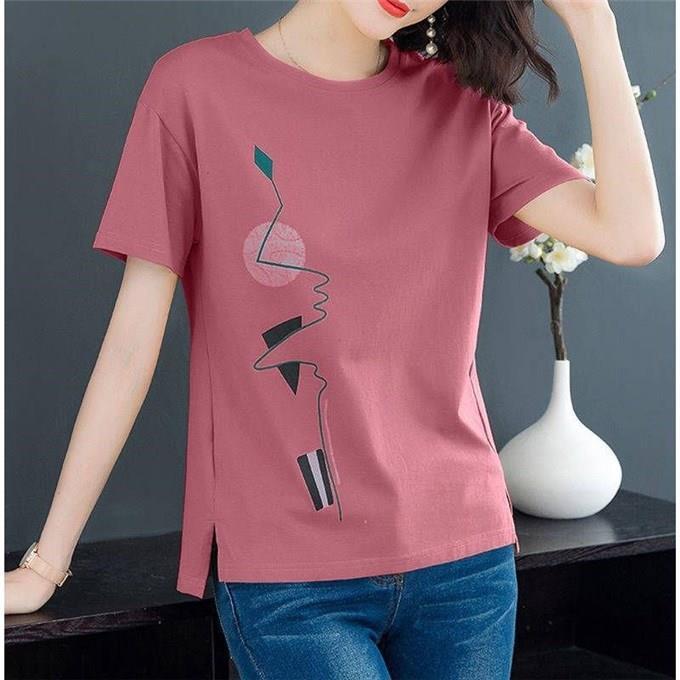 Long-sleeved t-shirt women's spring and autumn new large-size outerwear top printed autumn clothes bottoming shirt