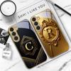 Gorgeous letter gold "R" For Samsung Galaxy S26 S20 FE S21 S22 S23 Plus S24 Ultra S25Ultra S21+  S22Plus Golden glass phone case