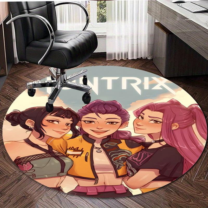 1pc KPop Demon Hunters9 Design Printed Area Round Carpet for Bedroom Living Room Home Decor Rugs Mat Non Slip Mat Rug for Bedside