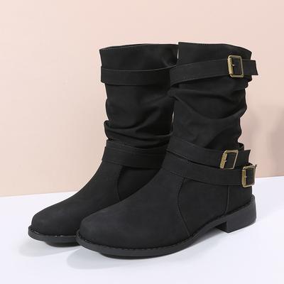 Stivali da Caviglia Vintage alla Moda da Donna Stivali con Tacco Alto Chunky Fibbia Gomma Casual Scarpe da Donna Stivaletti Corti Chelsea Donna Scarpe Taglia Grande