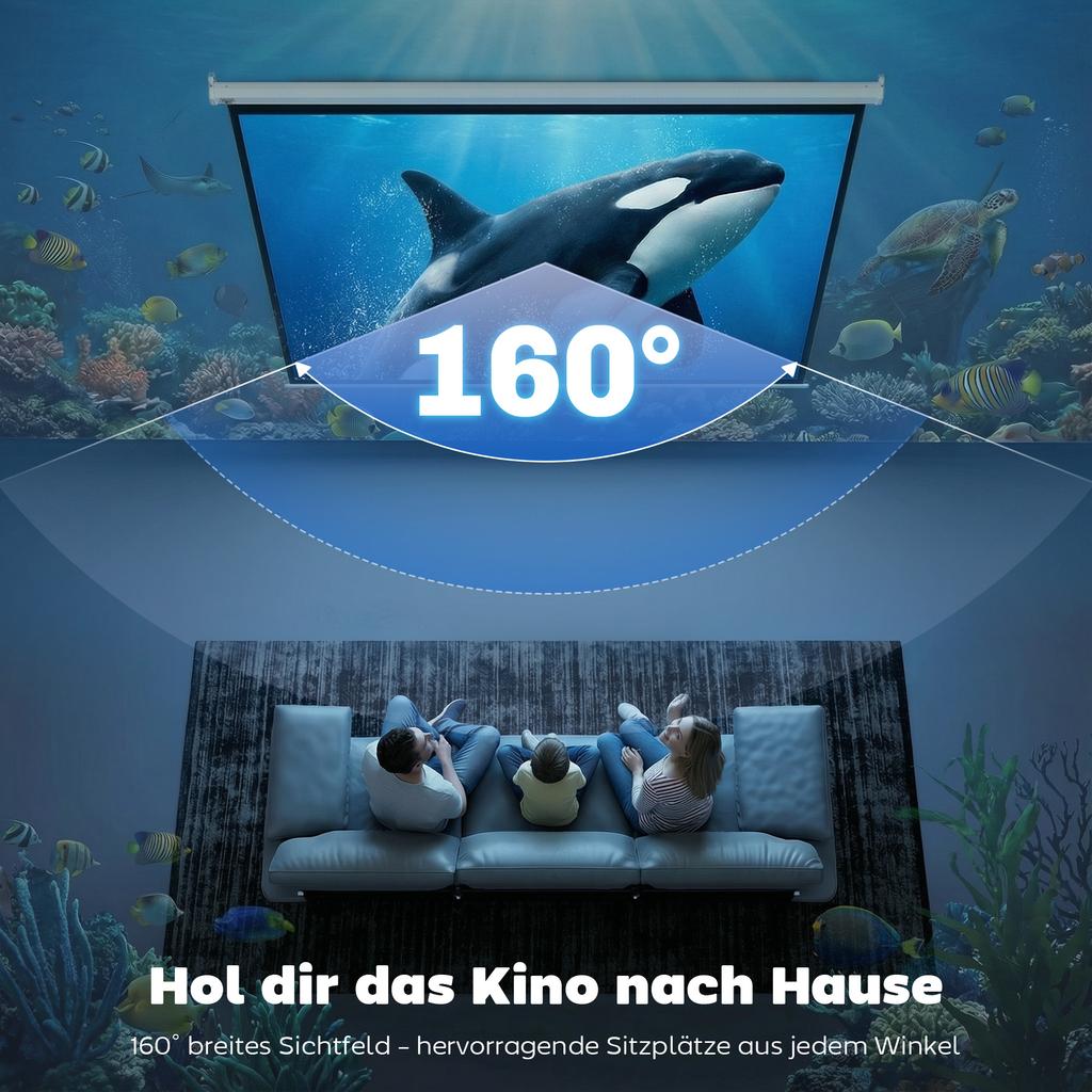 Projector Screen, Incl. Remote Control, 84 Inches, 4:3 Format, 171x130 Cm, White