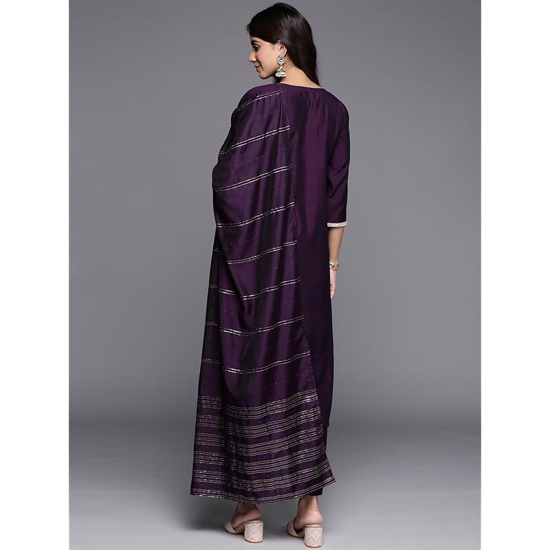 Libas Women s Silk Blend Kurta Sets (GS816_Purple_2XL) 2XL фиолетовый