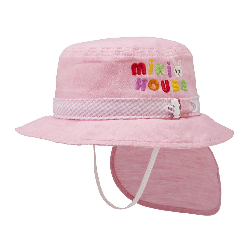 Hat UV protection with sunshade cover cotton with elastic for clothing SS Pink [MIKI HOUSE] 100% boys, girls, babies, kids, children's 12-9105-684