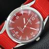 HAND-WINDING SWISS MENS VINTAGE REFURBISHED RED COLOR DIAL WATCH A701045-5 R205a-a701045