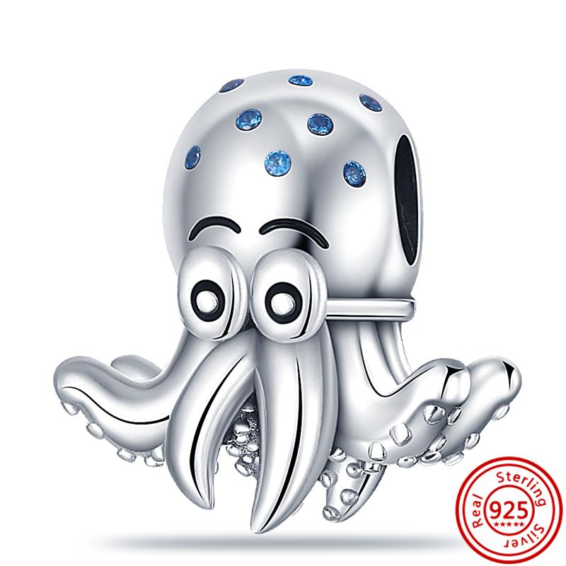 

Срібло 925 проби Наречена Наречена Риба Восьминіг Навушники Кролик Удачі Намисто підходить для оригінального браслета з принадами для жінок