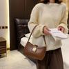 Shoulder Bags For Women Solid Color PU Leather 2024 Trend Lock Handbags Small Purse Hand Lady Designer Zipper Clutch