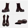 Johnature Retro Solid Color Mid-calf Boots Genuine Leather Comfortable Thick Soled Versatile Women's Shoes