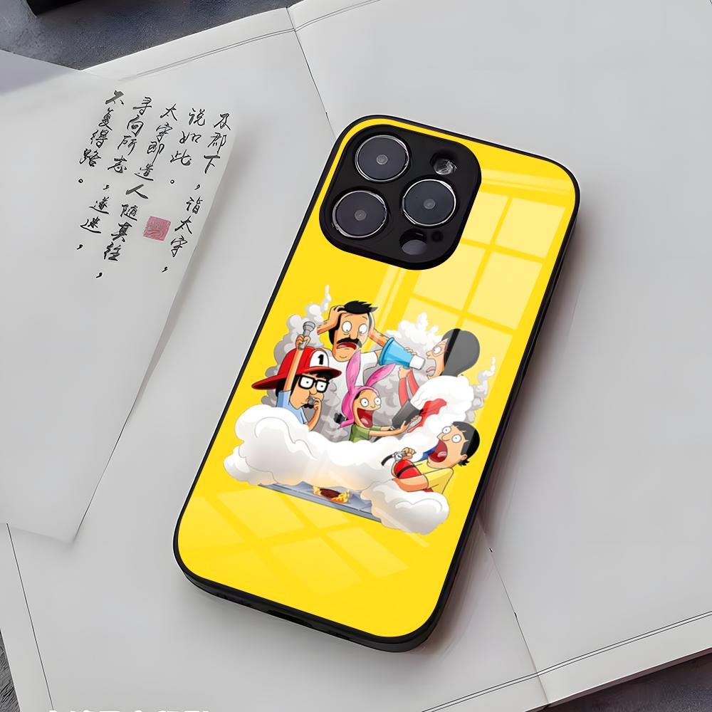 B-Bobs B-Burgers Phone Case For IPhone 17 Air 16 E Pro Max 15 14 13 Mini 12 Pro 11 Max Plus Black Glass Cover
