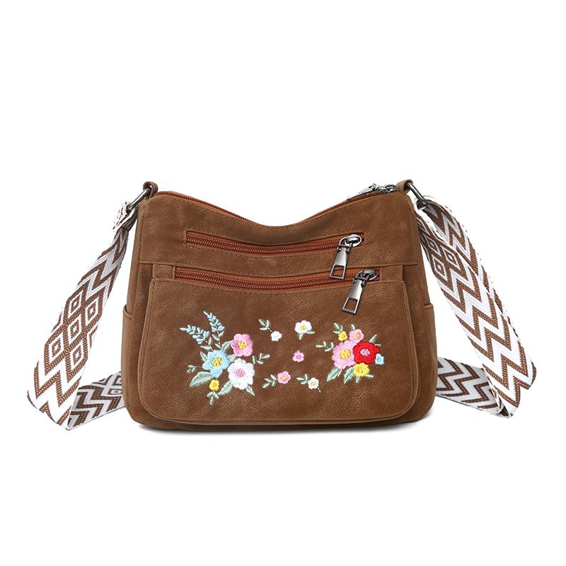 

Embroidered Middle-Aged and Elderly Mother Bag Women s Large Capacity Shoulder Crossbody Bag коричневий