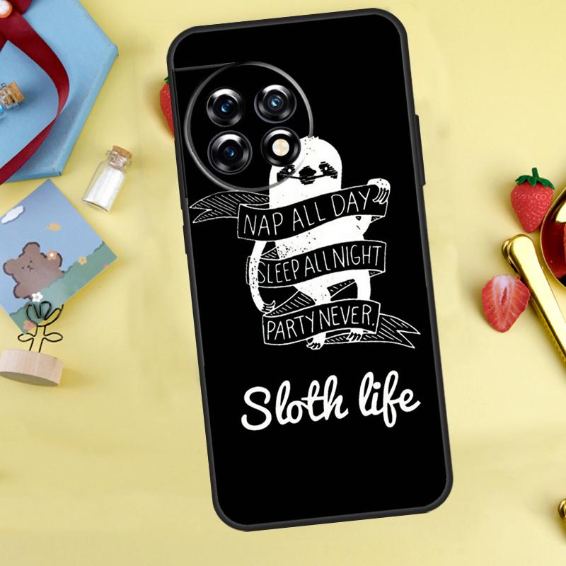 Cute Lovely Cozy Sloth Animal Case For OnePlus 13R 12R 13T 15 13 12 11 10 9 10R 10T 8T Nord 5 CE 4 2 3 Lite N20 N30 Cover