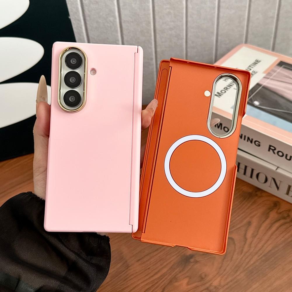 For Samsung Galaxy Z Fold 6 7 5G Solid Color Phone Case Magnetic Wireless Charger PC Hard Shel Hinge Protection Back Cover