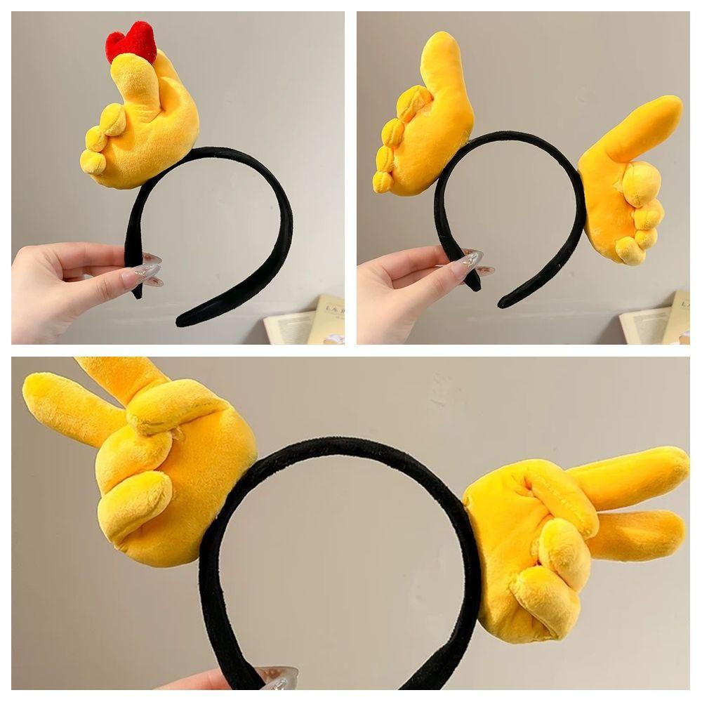 Hand Heart Funny Gesture Headband Plush Cosplay Hair Hoop Sweet Plush Hairband  Photo Pros