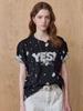 MAXZA Lace Lettering Distressed Short Sleeve T-Shirt