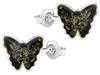 Silver Butterfly Earrings with Amber Butterfly Studs Silver 925
