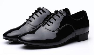 Mikan Chaussures de Danse Homme, Danse de Salon, Moderne, Classique Noir, Légères, Chaussures d'Entraînement (Taille 26.5cm, Émail)