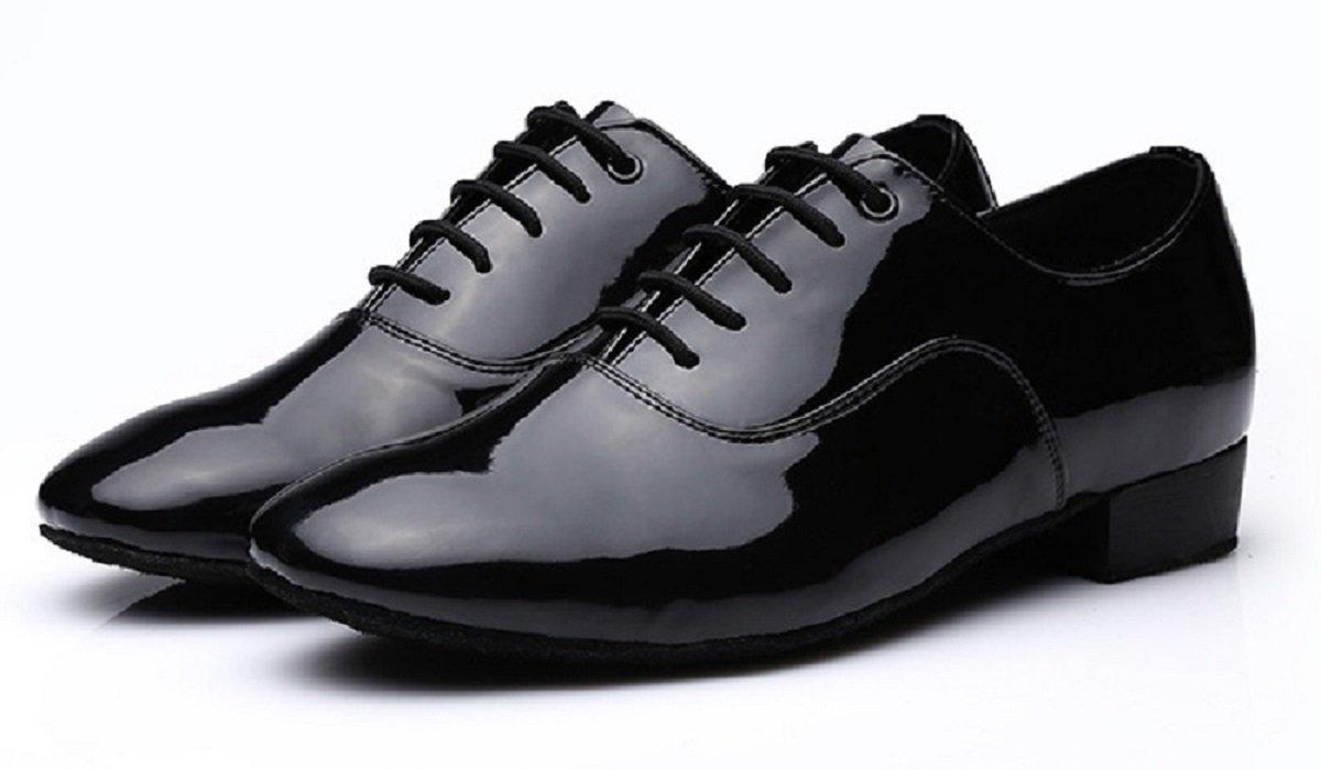 

mikan Мужские танцевальные туфли, Бальные танцы, Модерн, Классические черные, Легкие, Тренировочные туфли (Размер 26,5 см, Эмаль)