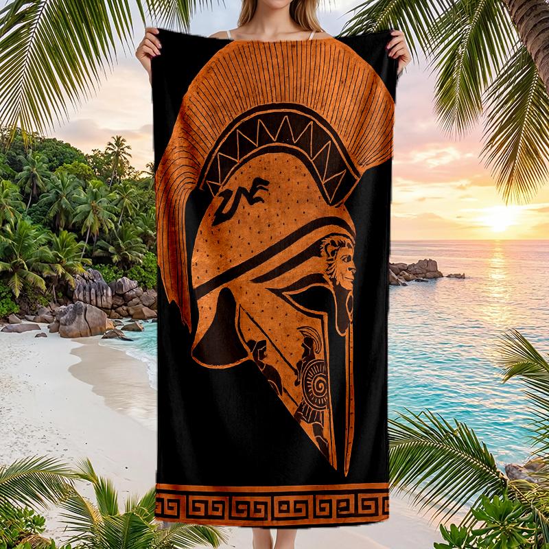 Gladiator Helmet Fashion Beach Towel: Ideal for Summer Adventures Soft, absorbent and quick drying suitable for swimming and bathing