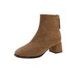 Thick-soled Martin boots women's 2025 autumn new thick heel square head velvet short boots Korean high-heeled thin small ankle boots