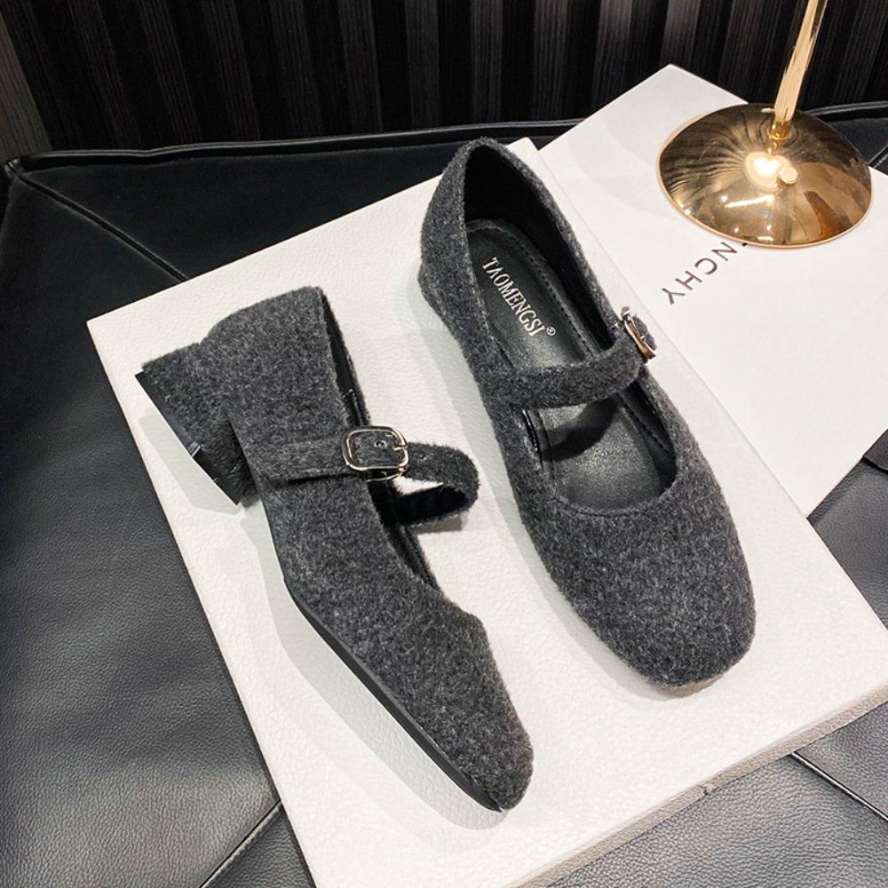 Fashion Pumps Women's 2025 Spring/autumn Buckle Mary Jane Shoes for Womens Thick Heels Wearing Oversized 43 High Heels Woman's Shoes